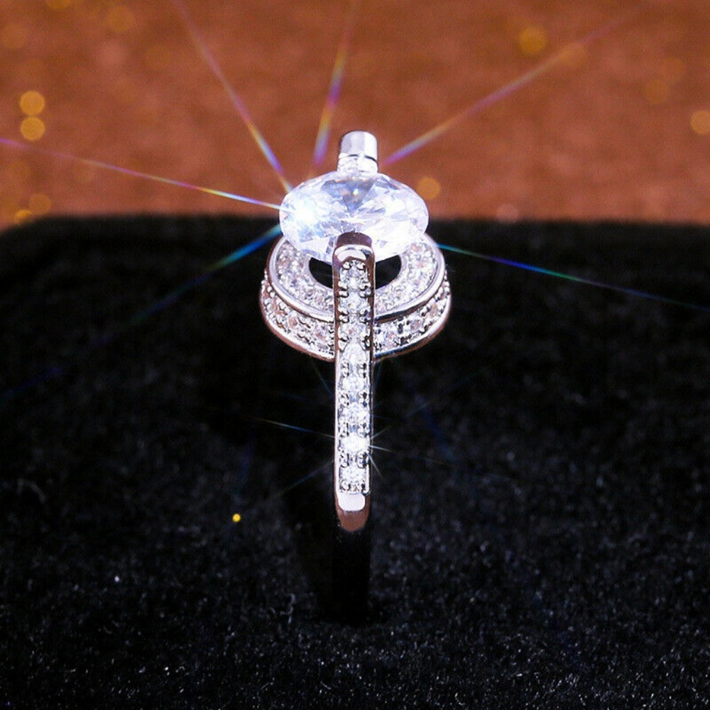 Delicate 925 Silver Round White Sapphire Ring New - Picture 5 of 5